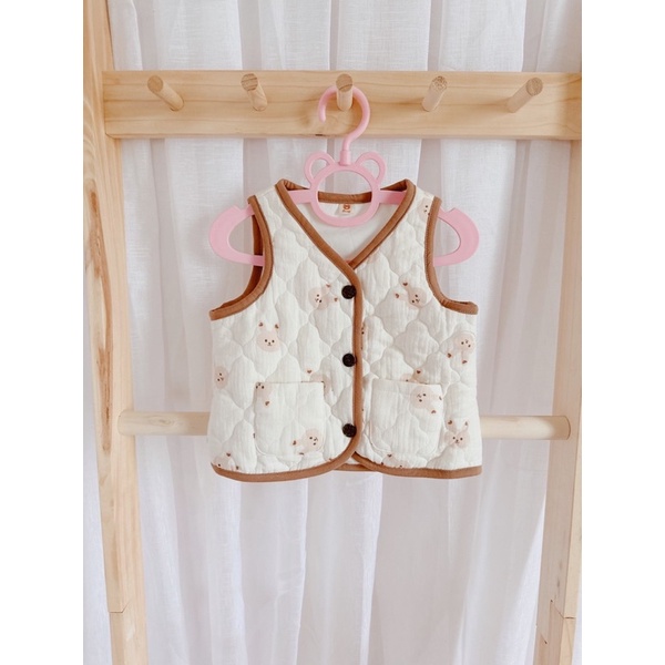 Áo gile trần bông muslin Bunny cho bé loại đẹp, dày dặn