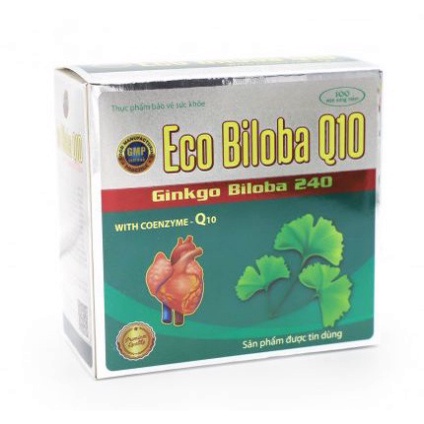 Eco Biloba Q10 Ginkgo Biloba - cải thiện tuần hoàn não, cải thiện giấc ngủ, trí tuệ - hộp 100 viên