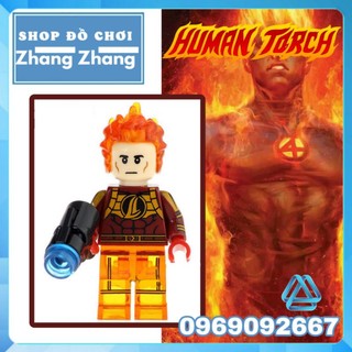 Đồ chơi Xếp hình Human Torch Siêu anh hùng Puzzle Quest - Marvel Super War Minifigures Kopf KF8026 KF413