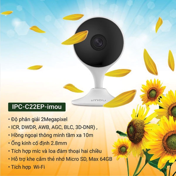 Camera imou Trong Nhà C22EP Ip Wifi Full HD 1080P, Đàm thoại 2 chiều, Còi báo động và Cảnh báo chuyển động - Komex