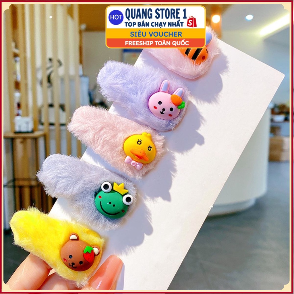 [Set 5 kẹp] kẹp tóc lông nhung nhiều hoạ tiết cho bé #keptoc