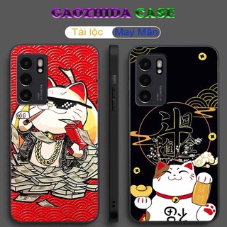 Ốp Oppo Reno6 / Reno6 Z 5G / Reno 6 (Ốp Mặt Lưng Kính) Mèo thần tài may mắn
