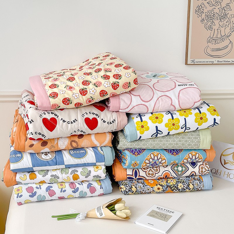 (MẪU MỚI 2023) Bộ 5 Món chăn ra gối nệm chần bông Nhà Nhím Bedding tặng kèm vỏ ôm đủ kích thước 1m2 đến 2m*2m2