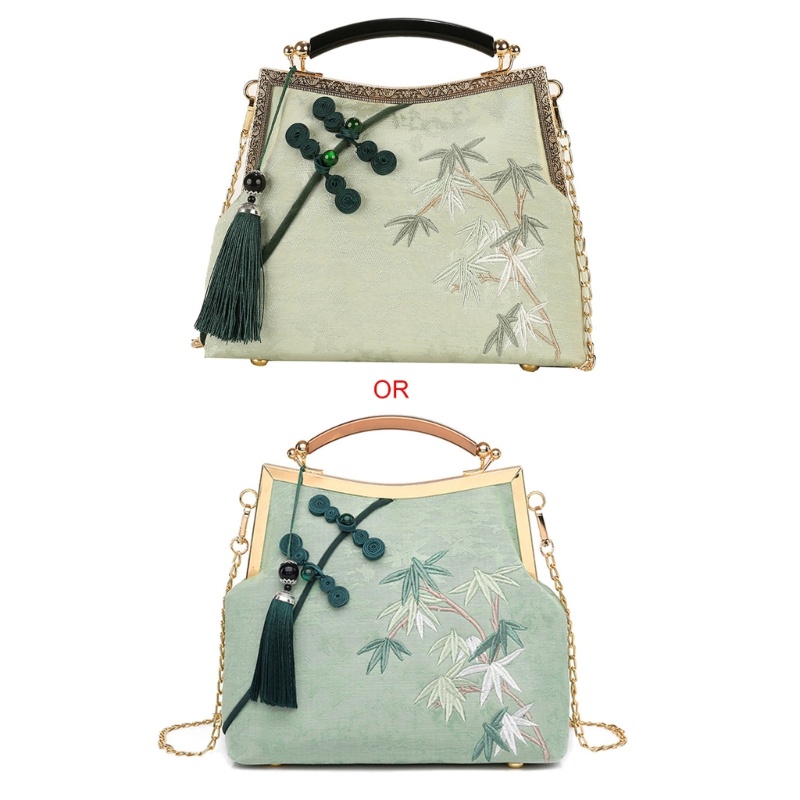 Ví Cầm Tay Thêu Hoa Phối Tua Rua Thời Trang Dự Tiệc Cho Nữ