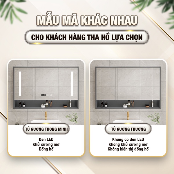 Tủ gương phòng tắm chất liệu gỗ ENIC T03-chống thấm chống ẩm,khử sương mờ thông minh,đèn LED chiếu sáng