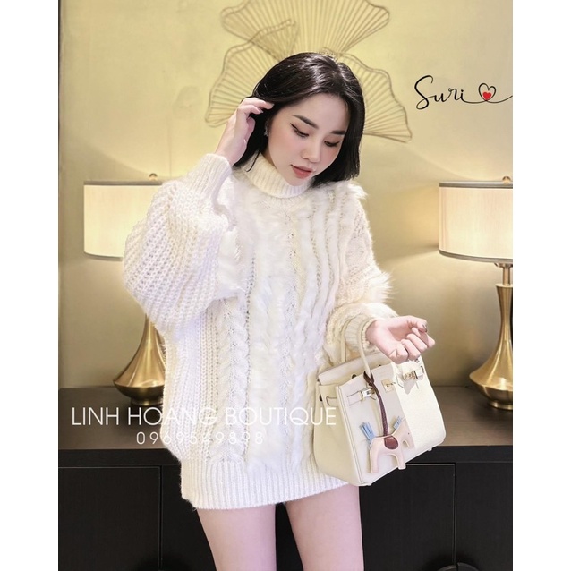 Áo len pha lông cổ lọ siêu hot Linh Hoàng loại 1[ HÀNG SẴN]