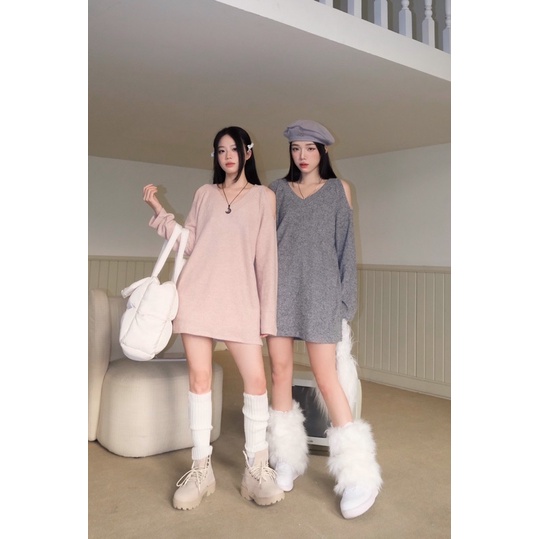 Áo váy khoét vai OHOH