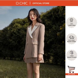 Áo vest D.CHIC dáng ôm cổ 2 ve phối trắng 160341