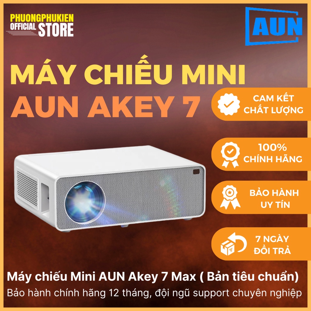 Máy chiếu Mini AUN Akey7 max - Máy chiếu mini giá rẻ độ nét cao, độ phân giải FullHD 1920x1080p, độ sáng 7500 lumens