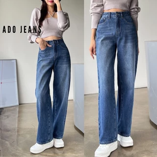 Quần jean dài nữ lưng cao ống dài suông rộng phong cách Ulzzang (Mã JD1304)