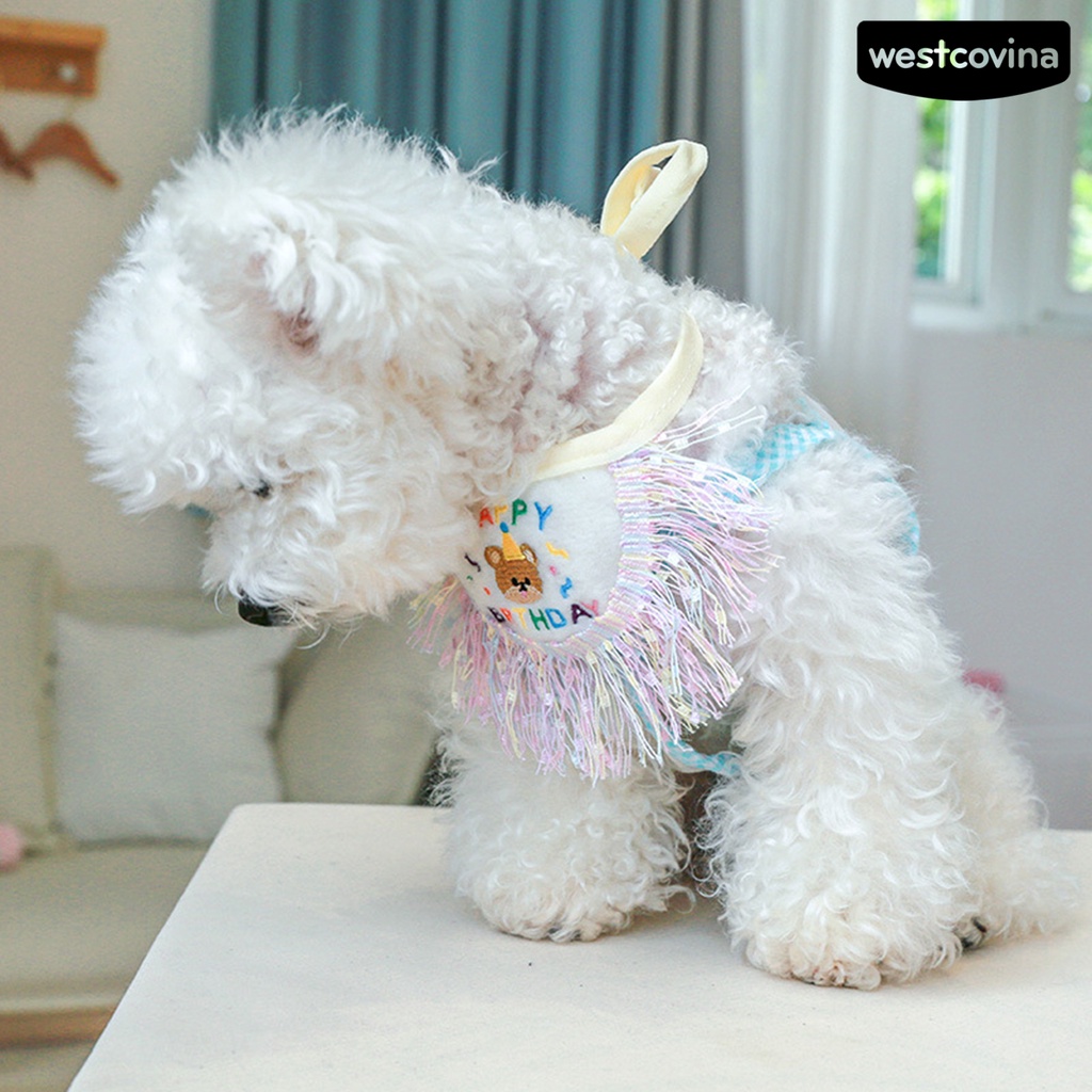 [COD]♘Yếm Đeo Cổ Thoáng Khí Thoải Mái Chống Mài Mòn In Họa Tiết Hoạt Hình Gấu Phối Tua Rua Dễ Thương Cho Thú Cưng