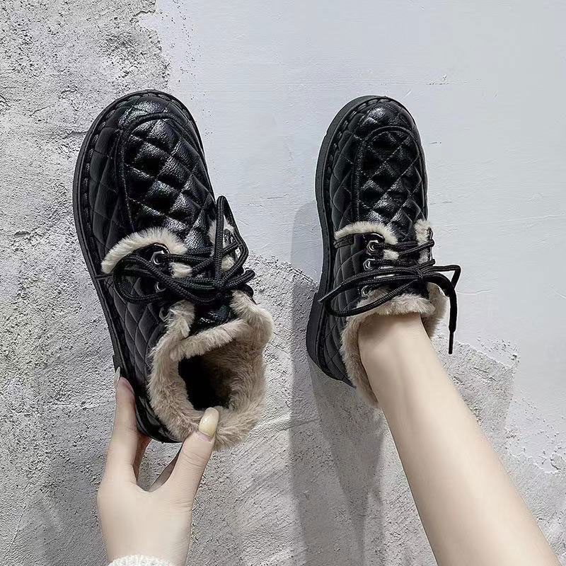 One Giày Bốt Da Lót Lông Giữ Ấm Thời Trang Hàn Quốc Cho Nữ