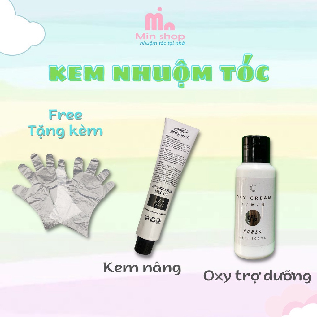 Thuốc nhuộm tóc tím, thuốc nhuộm tóc Tím Blue tặng kèm oxy trợ dưỡng và bao tay