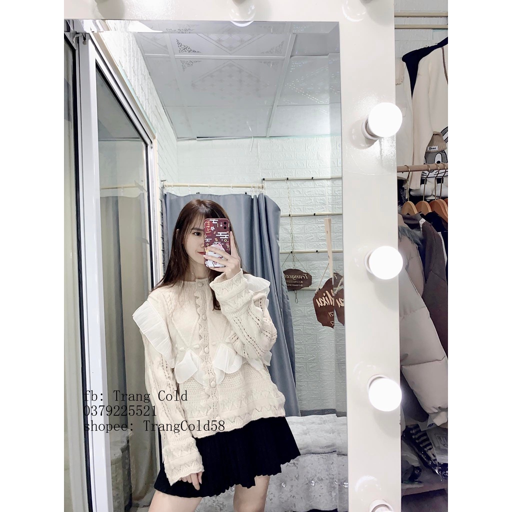 Áo len viền bèo vuông cúc bọc hàng QC loai 1