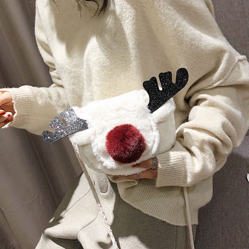 Túi Đeo Chéo Hình Vuông Nhỏ Siêu Hot Họa Tiết Tuần Lộc Giáng Sinh Đa Năng Dễ Thương Dành Cho Bạn Gái