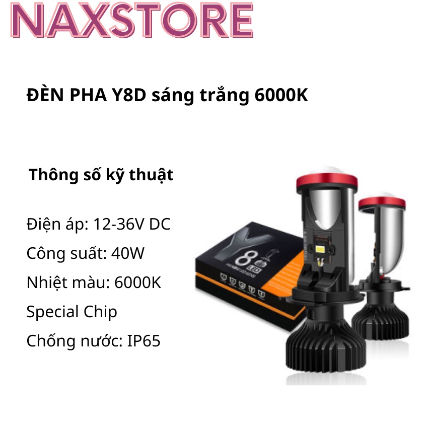 Đèn pha LED bi cầu Y7D Y8D cao cấp siêu sáng chân đèn H4 lắp cho ô tô và xe máy - Giá 1 chiếc