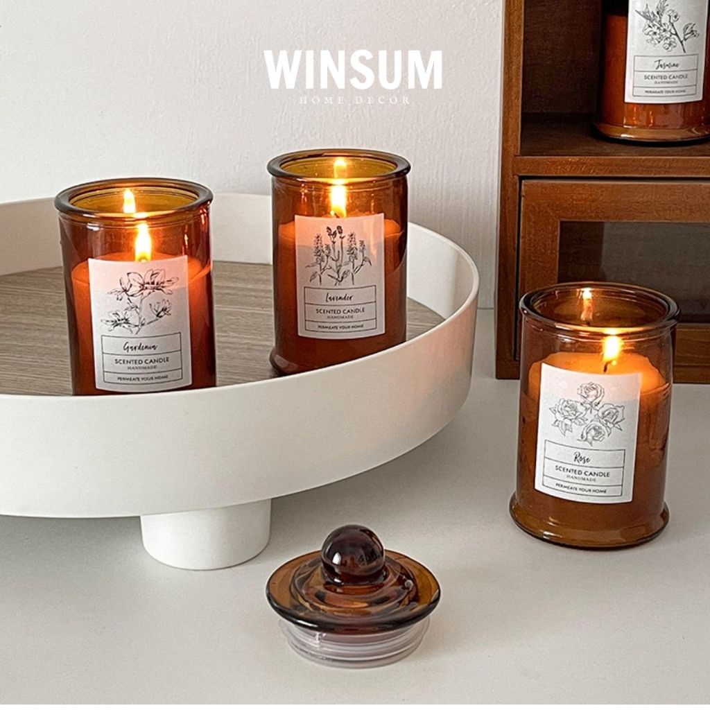 Nến thơm tinh dầu thiên nhiên lọ thuỷ tinh có nắp, decor Giáng sinh - winsum