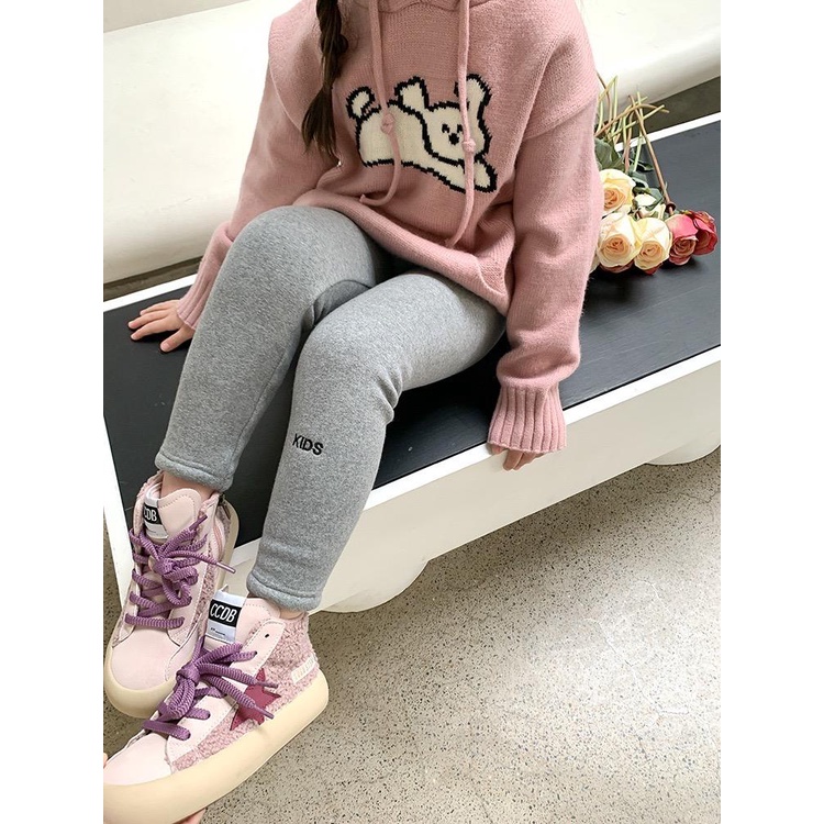 Quần legging trơn cho bé Kids lót lông QG533 sz 90-150, quần bé giá mùa đông, co giãn, ấm áp