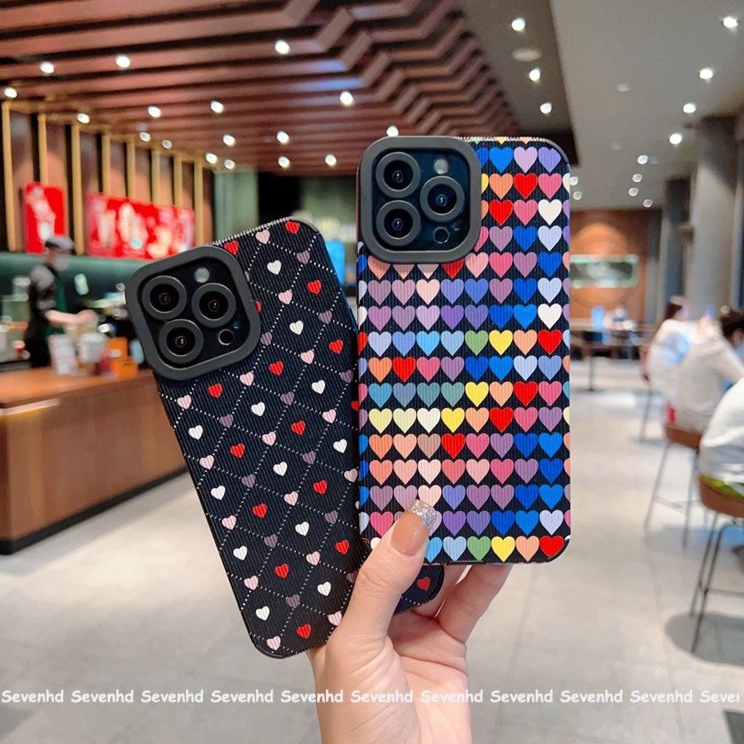 Ốp Điện Thoại Mềm Chống Sốc Họa Tiết Trái Tim Nhiều Màu Sắc Cho iPhone 14 13 12 11 Pro Max SE2020 X Xr Xs Max 8 7 Plus