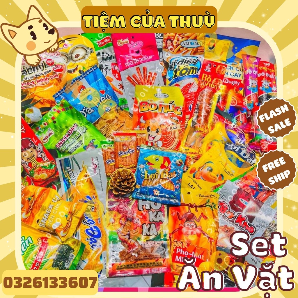 SET ĐỒ ĂN VẶT CAY CAY, SNACK, NỘI ĐỊA, đủ vị thơm ngon