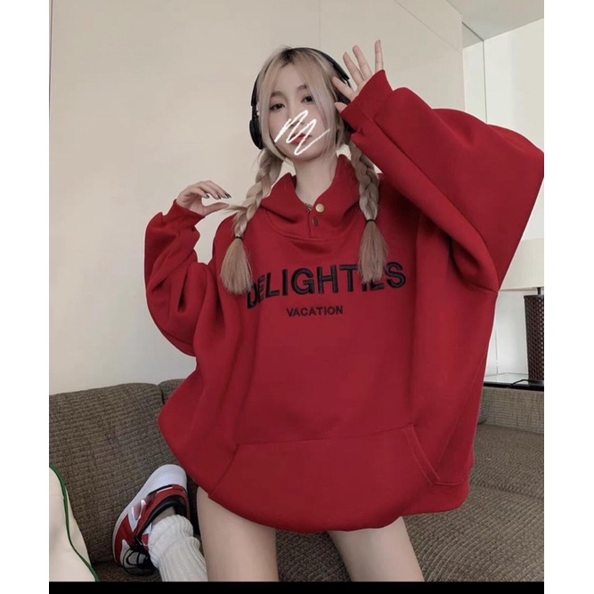 [ Rẻ vô địch ] Áo hoodie form rộng mũ hai lớp - Delight