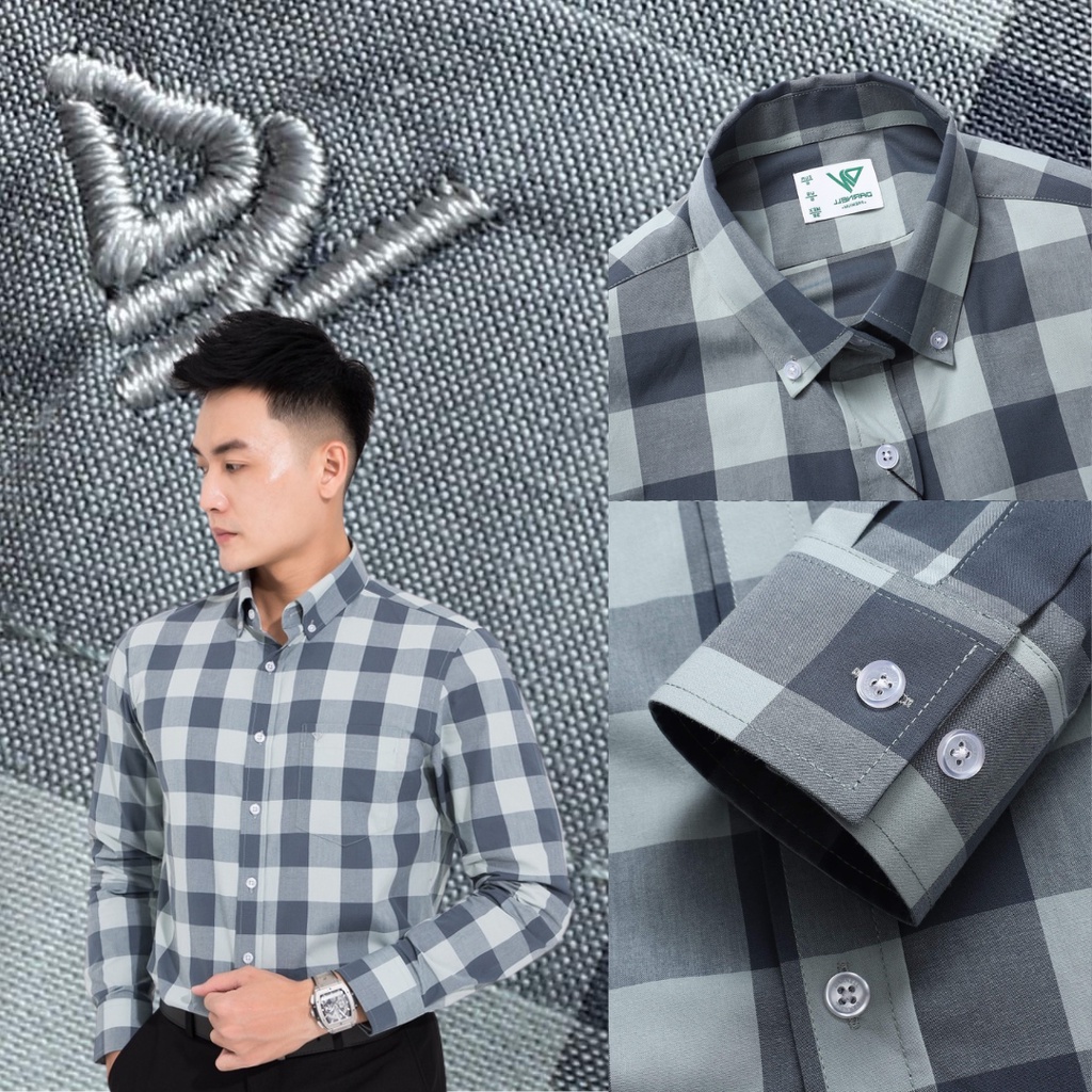 Áo sơ mi caro nam dài tay DARNELL slimfit vải cotton cao cấp hiện đại ít nhăn, thấm hút mồ hôi mềm mịn bền đẹp DN1126