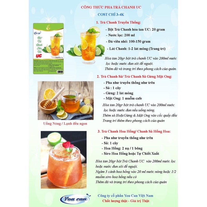 BỘT TRÀ CHANH UC HOÀ TAN TÚI 1KG