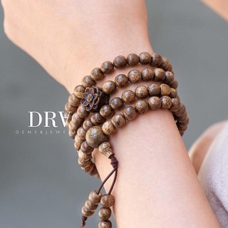 Vòng tay nữ chuỗi hạt gỗ trầm hương tốc mix charm hoa sen 4mm 6mm