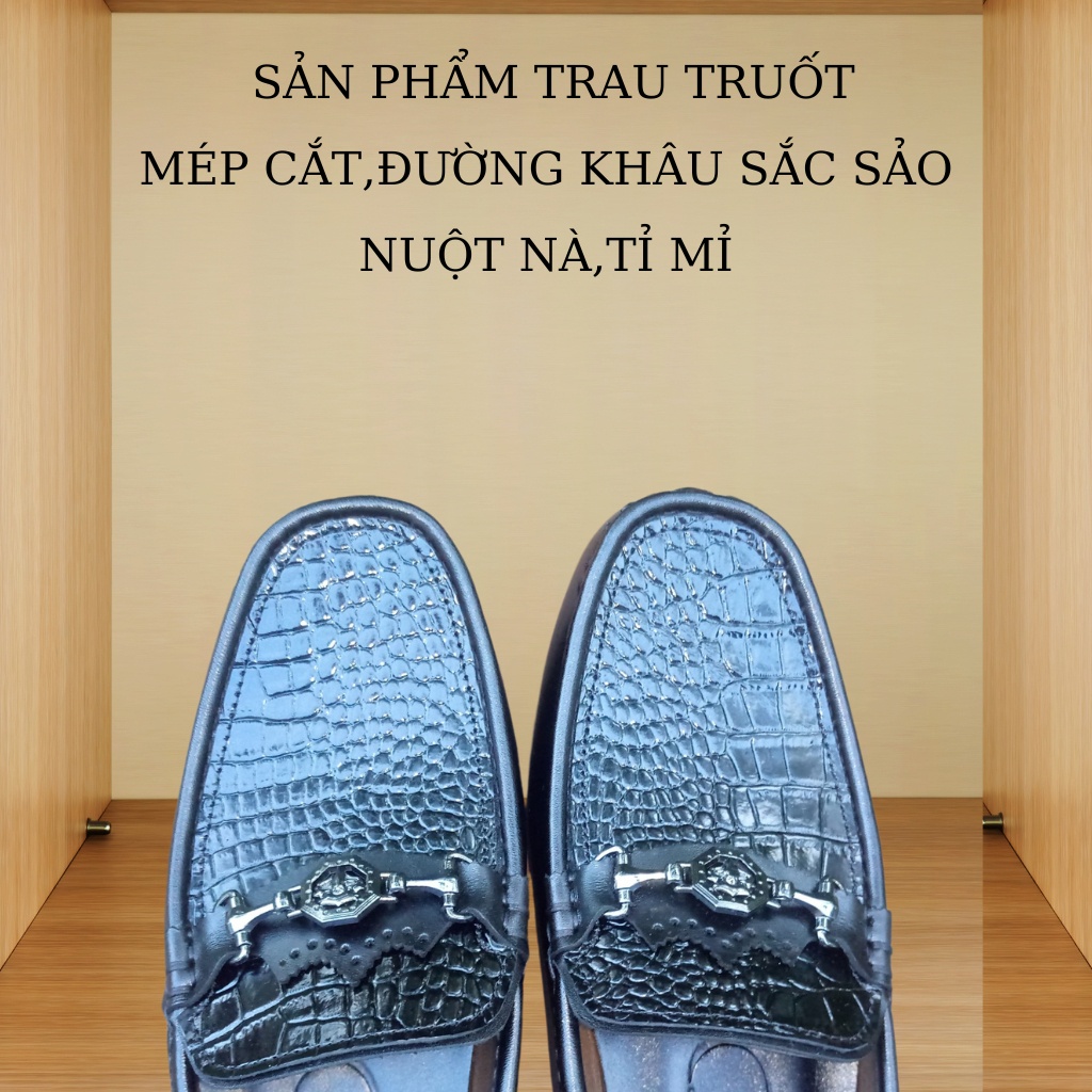 Giày lười nam mã k218,giày da nam cao cấp hàng việt nam tinh xảo,chất liệu da bò nhập khẩu với 2 màu đen,nâu mận.