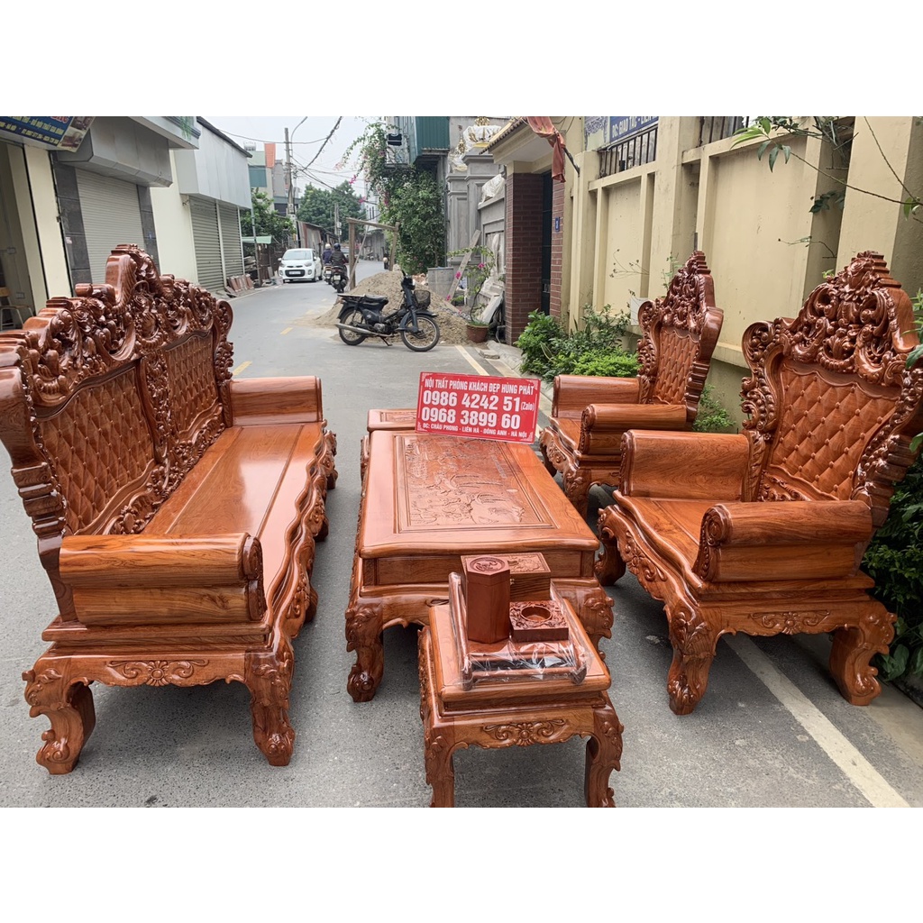 Bộ Bàn Ghế Hoàng Gia Tay Dấu Hỏi Gỗ Hương Đá