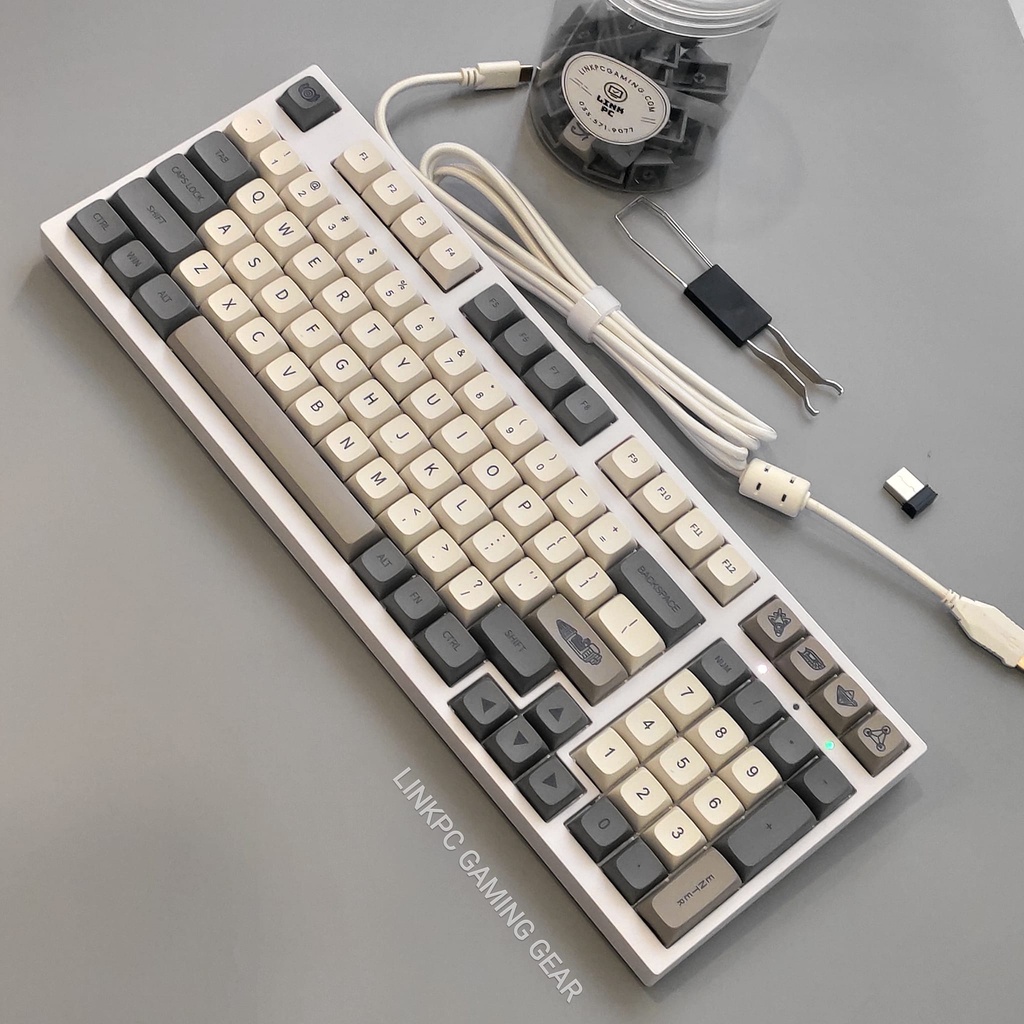 Kit bàn phím cơ sk98 3 mode - pin 6000mah - plate nhôm led RGB