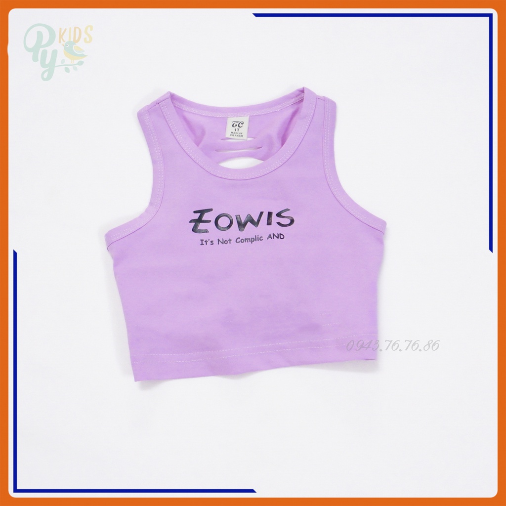Áo croptop/ áo sát nách hở rốn bé gái size đại từ 23 - 45 kg, in chữ hở lưng mẫu mới 2022