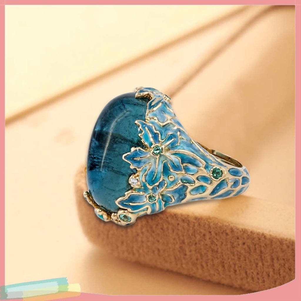 Nhẫn hợp kim trang trí hoa đính đá kiểu dáng thanh lịch cho nữ