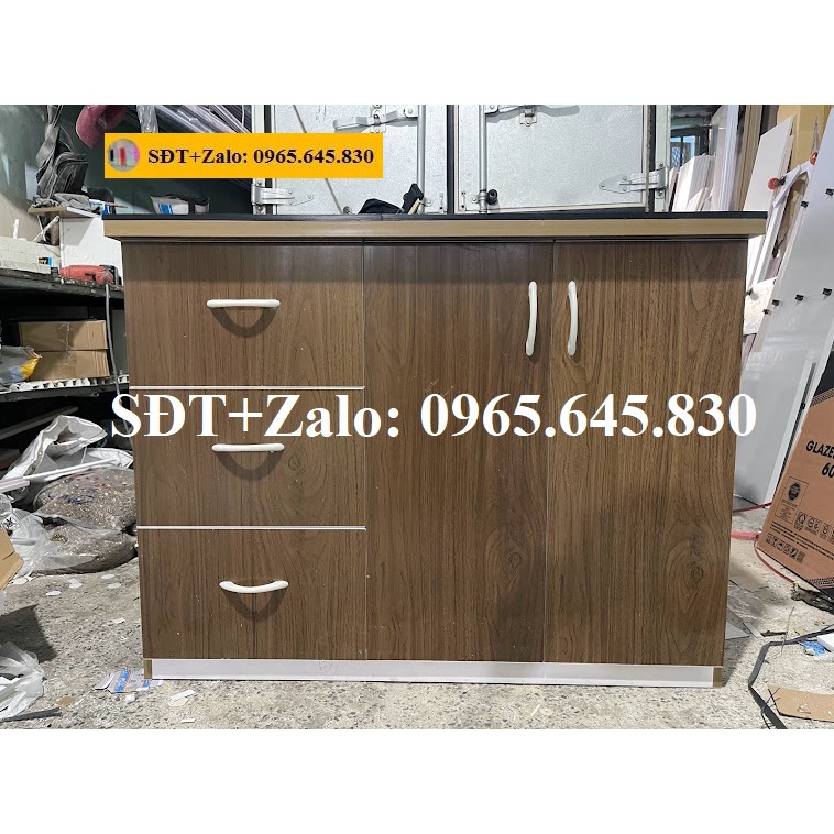 Tủ Bếp Nhựa Đài Loan Cao 81cm Ngang 1m05 Sâu 42cm Không Bồn Màu Óc Chó TB029