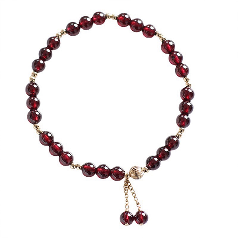 Ygt Vòng Tay Chuỗi Hạt Đá Garnet Tự Nhiên Màu Trong Mờ Thời Trang Cho Nữ