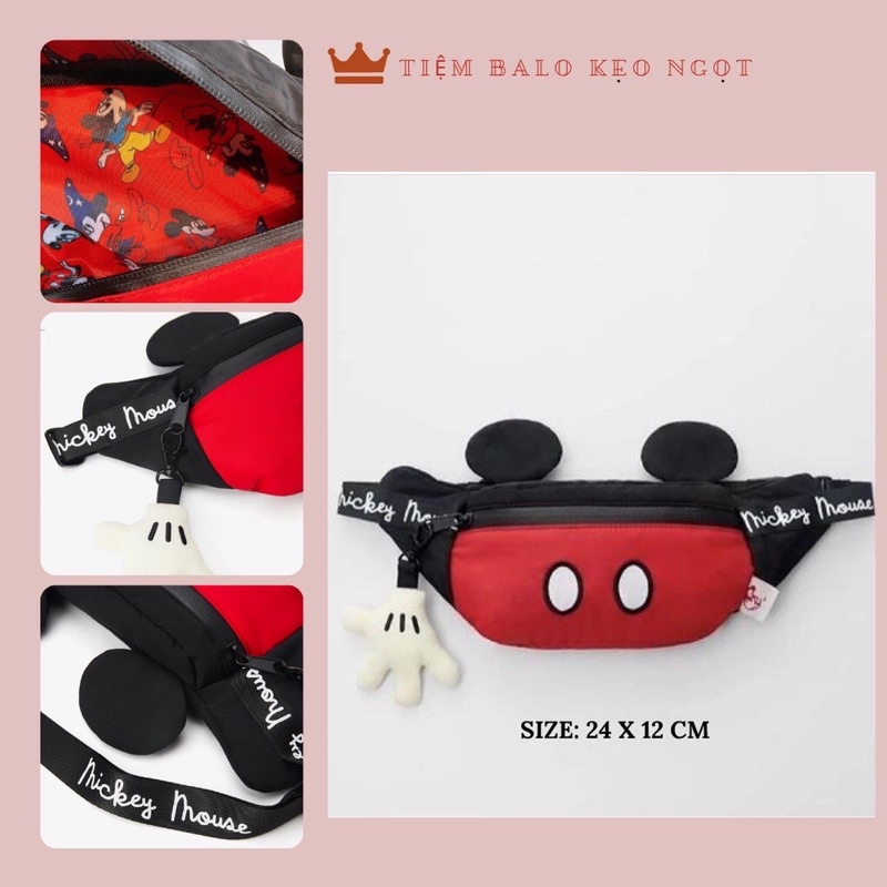 Túi đeo chéo, túi bao tử túi thời trang cho bé. Túi Zara Mickey cho bé.