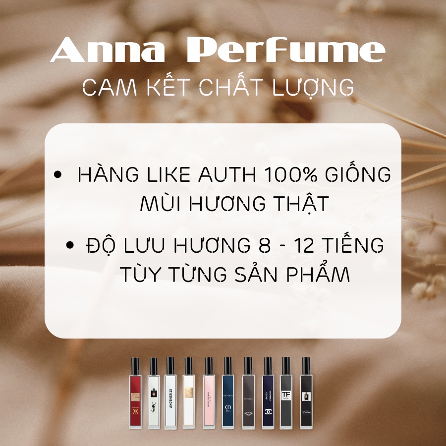 Mẫu thử nước hoa nam nữ 10 ml, Nước hoa unisex hương thơm sang trọng, lưu dữ mùi thơm lâu dài