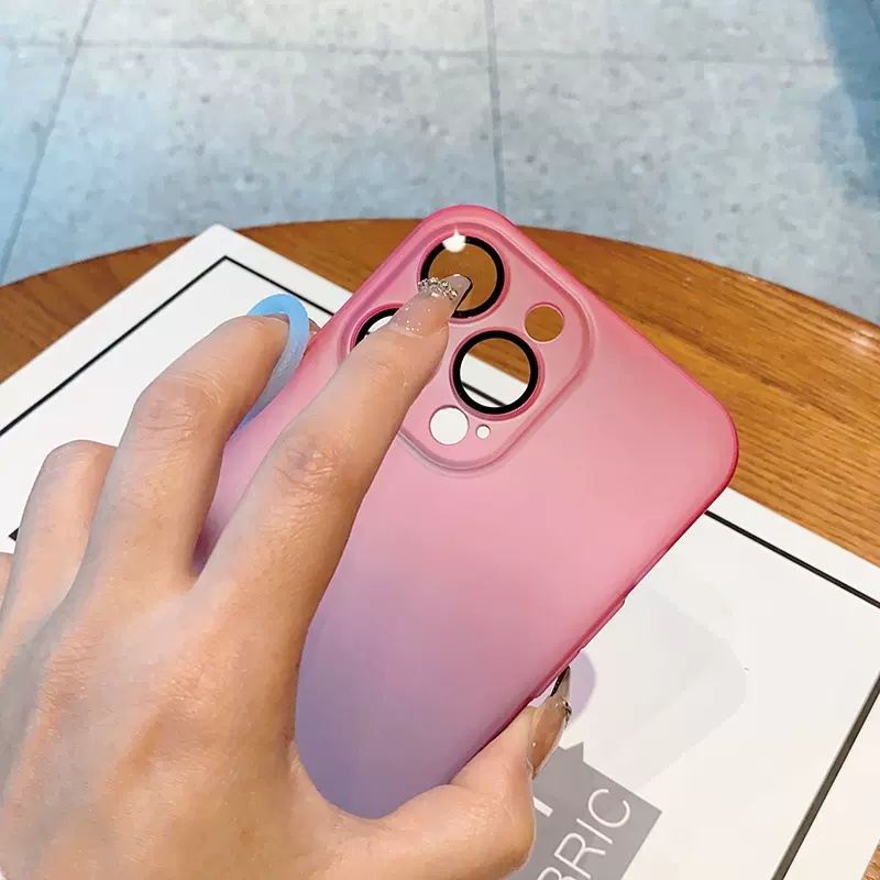 Ốp Điện Thoại Cứng Màu Gradient Mờ Chống Sốc Kèm Dây Đeo Cho iPhone 14 Pro 13 12 Pro Max 14 Plus 13 12