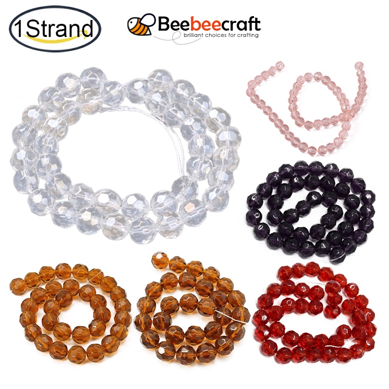 Chuỗi Hạt Thủy Tinh Tròn 1 Sợi Thủy Tinh AB Màu Trong Suốt 8mm Đường Kính: 1mm Khoảng 40 Cái / strand 13 inch