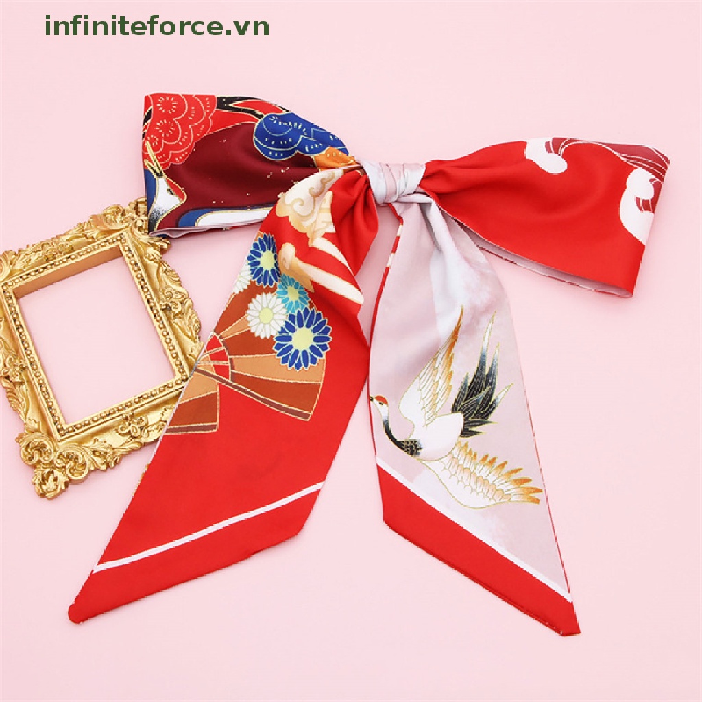 Khăn Quàng Cổ Vải Lụa In Hoạt Hình Thắt Nơ Ruy Băng Thời Trang Năm Mới Cho Nữ