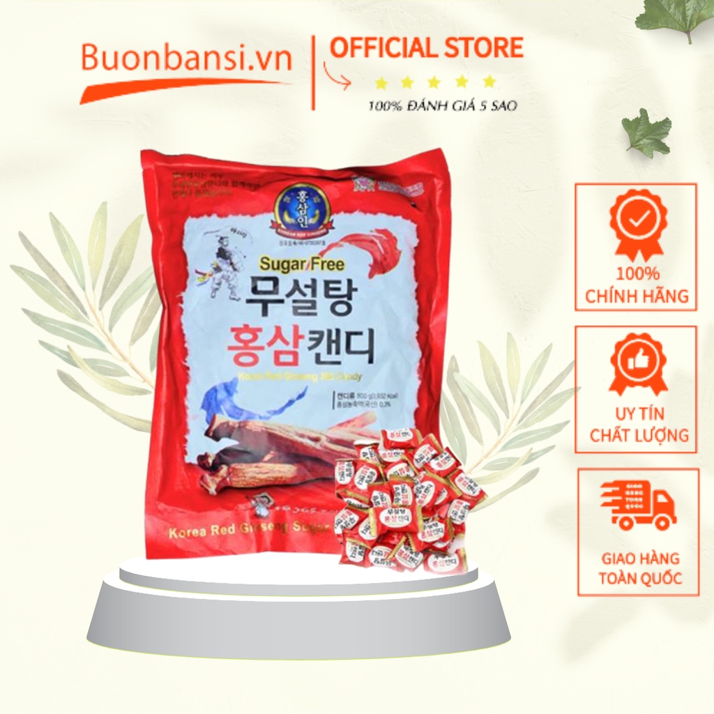 Kẹo Sâm Không Đường 365 Sugar Free Korea Red Ginseng Candy (Màu Đỏ) 500g Hàn Quốc
