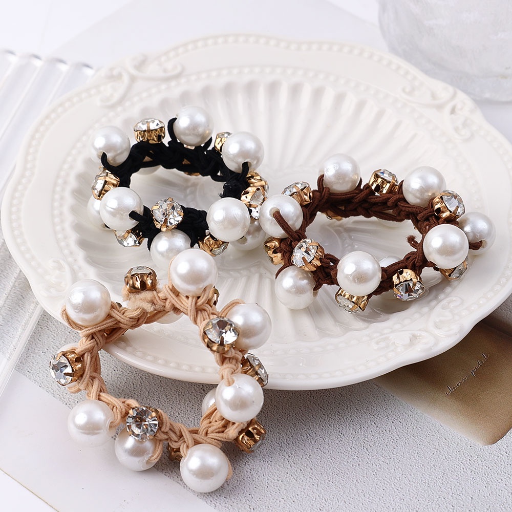 Dây Buộc Tóc Đính Ngọc Trai Giả Co Giãn Thời Trang Cho Nữ