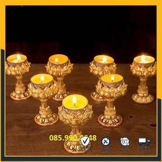[Freeship] Chân nến đốt nến, Đế nến sen cúng Phật - Nhỏ gọn, tiện lợi