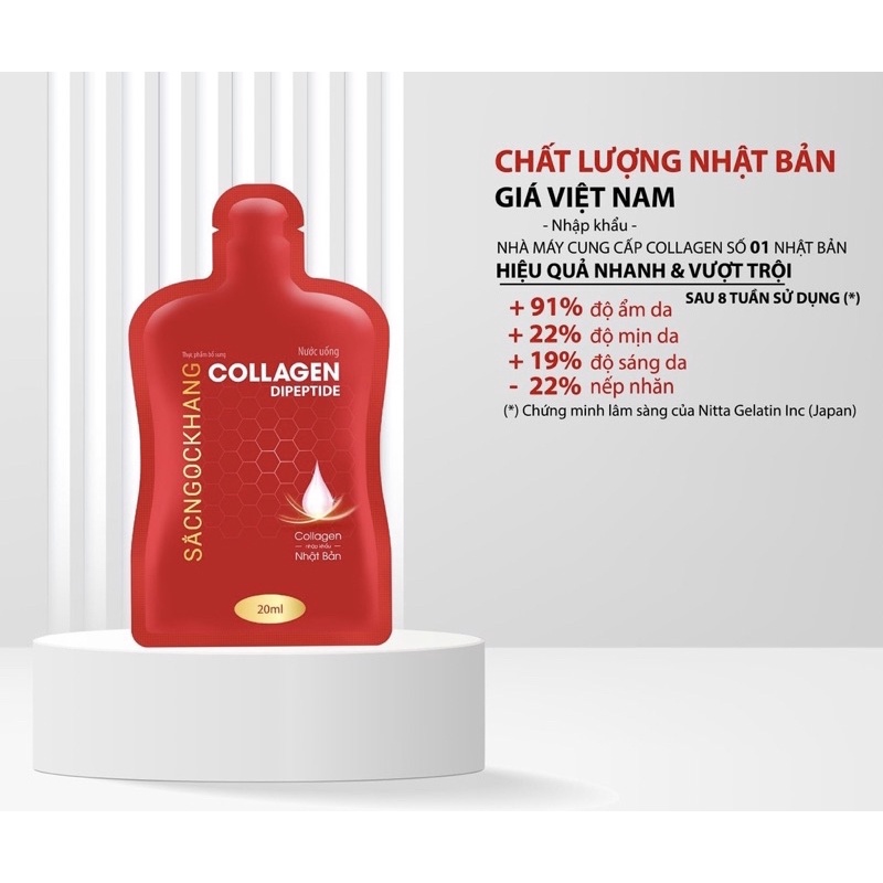 1 gói Nước uống đẹp da Collagen Dipeptide Sắc Ngọc Khang hấp thụ nhanh và vượt trội giúp trẻ hóa làn da chắc và sáng mịn