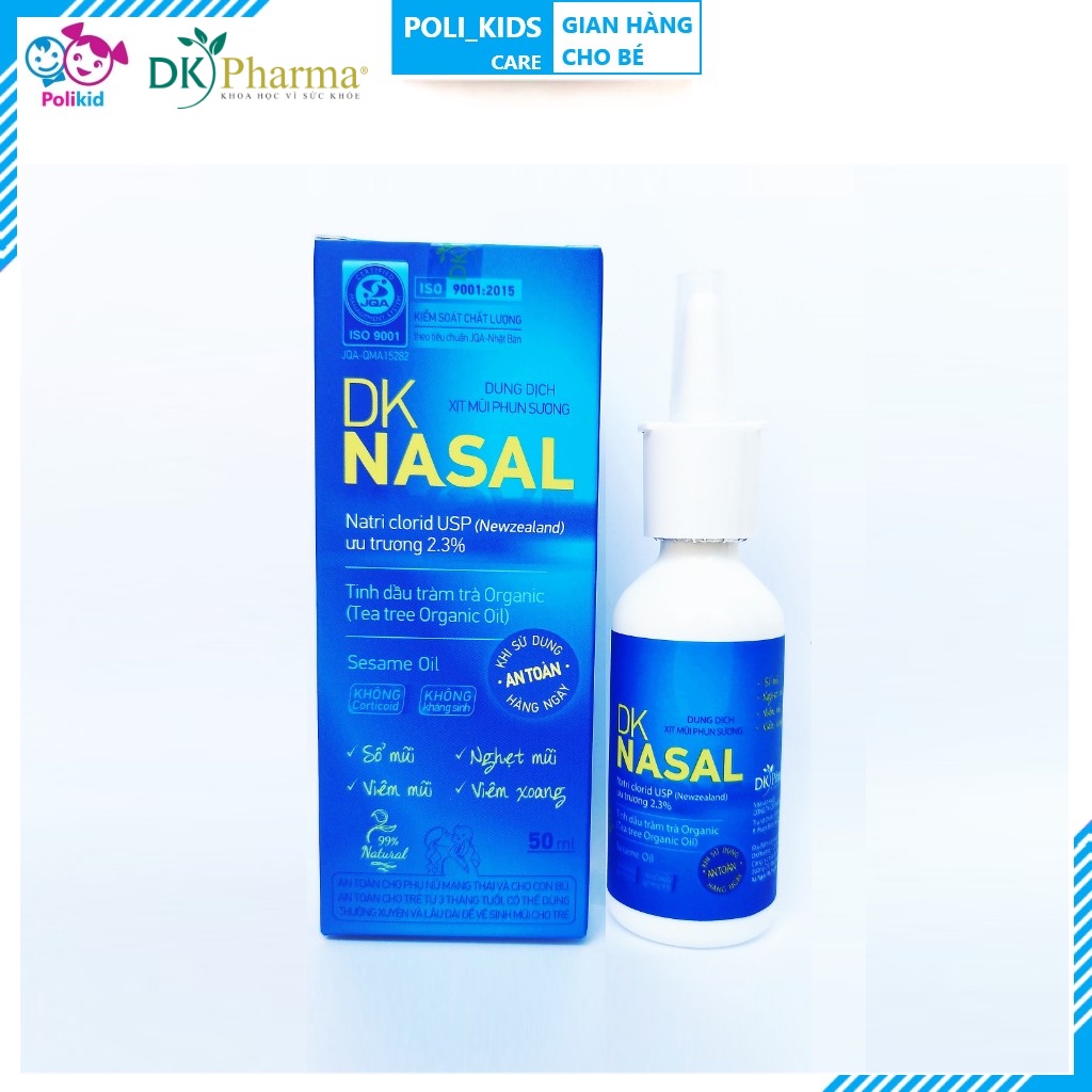 Polikid | Dung Dịch Xịt Mũi Ưu Trương Muối Biển Sâu DKNASAL 2.3% dạng Phun Sương - Rửa Mũi, Viêm Mũi, Viêm Xoang