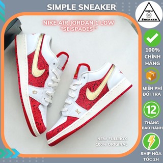 Giày nữ jordan 1 low se spades chính hãng🔴simple sneaker🔴 nike air jordan 1 cổ thấp màu trắng đỏ