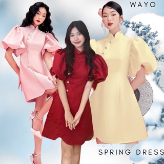 [Spring Dress] Đầm WAYO tay bồng cổ tàu đính đá diện tết xinh đẹp