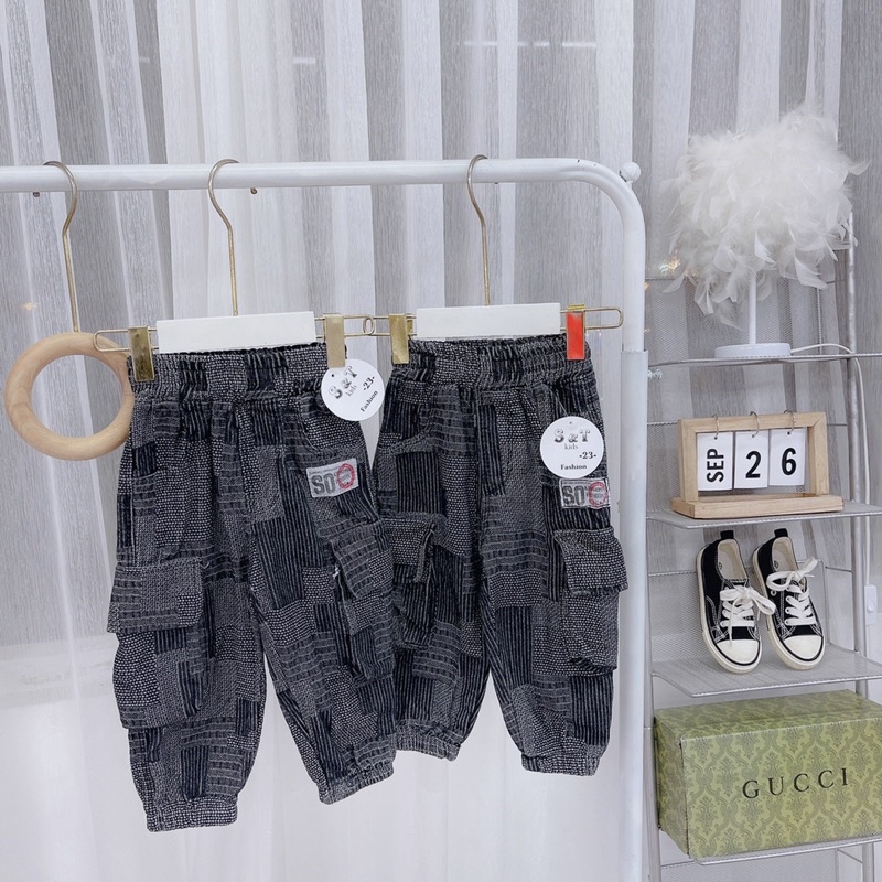 (xả) quần jean ,quần bò vân sọc bo gấu cho bé trai(10-18kg)