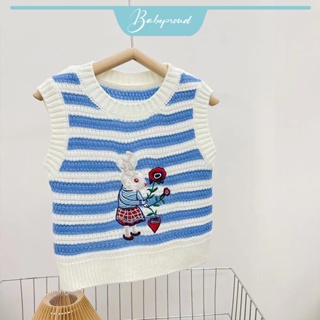 BABEPROUD Áo sweater sát nách thêu hình thỏ kiểu Hàn Quốc dễ thương xinh