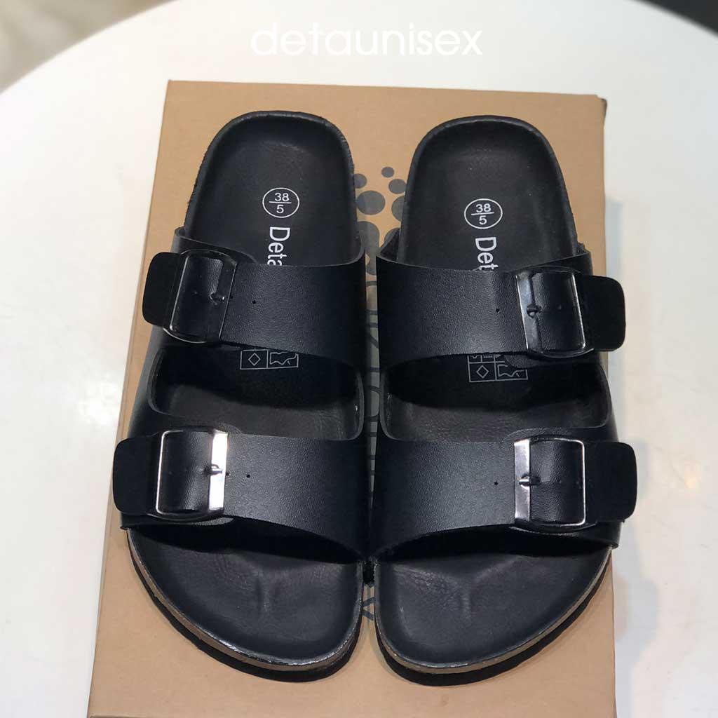 Dép đế trấu Detaunisex đi mưa màu Đen lót Đen thời trang